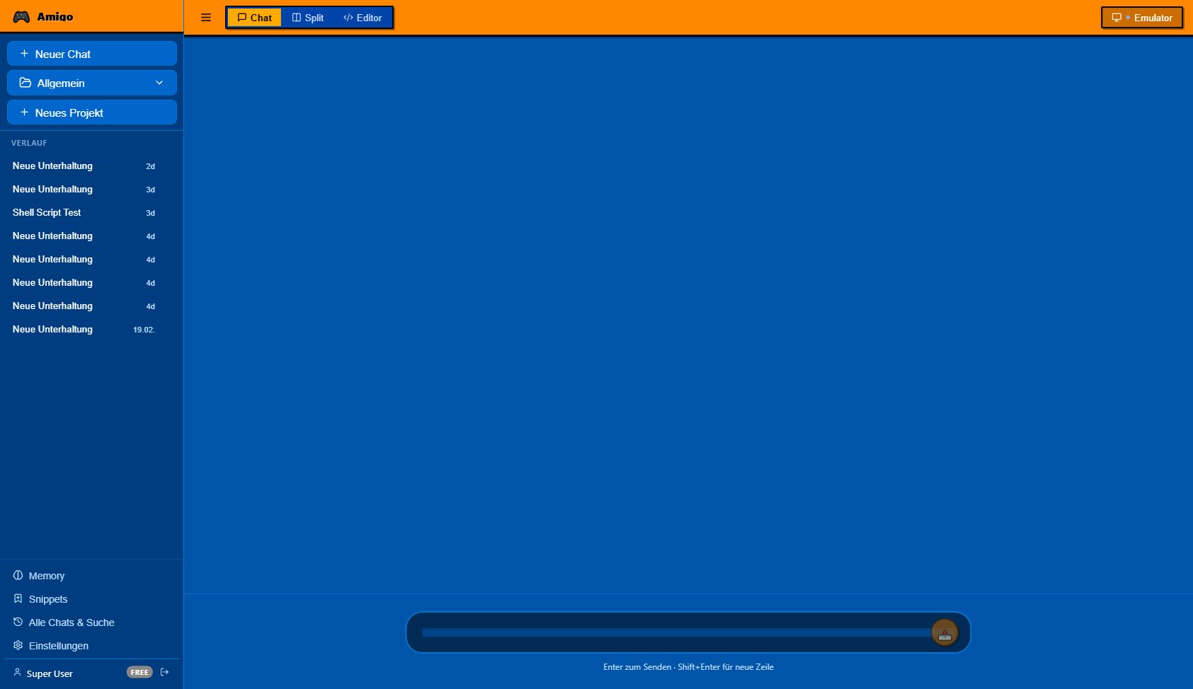Chat interface with sidebar